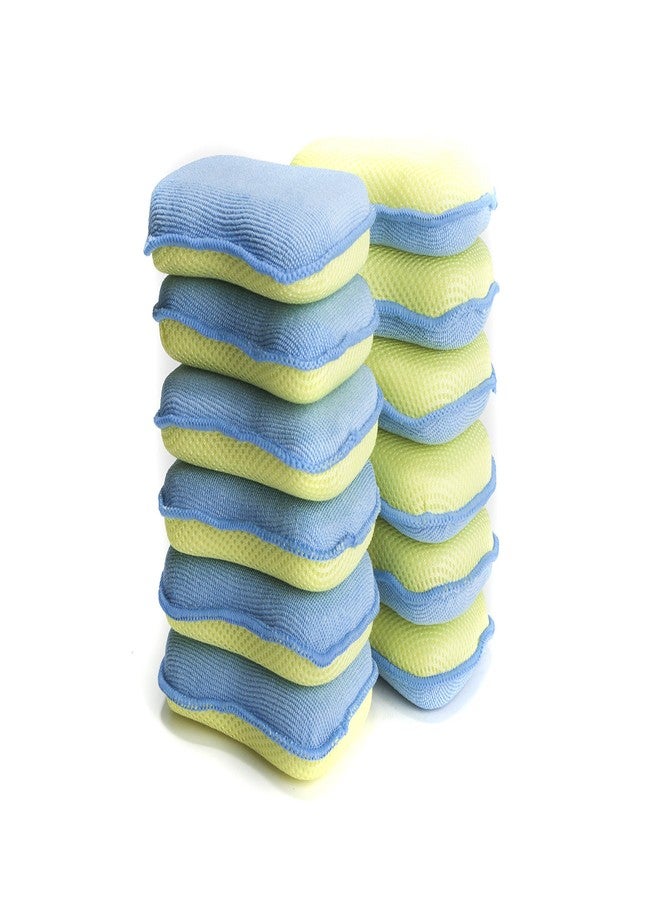 LTWHOME Dual Sided Microfiber 2 in 1 Washing Up Pad Scrubbers and Sponges (Pack of 6) - Image 2